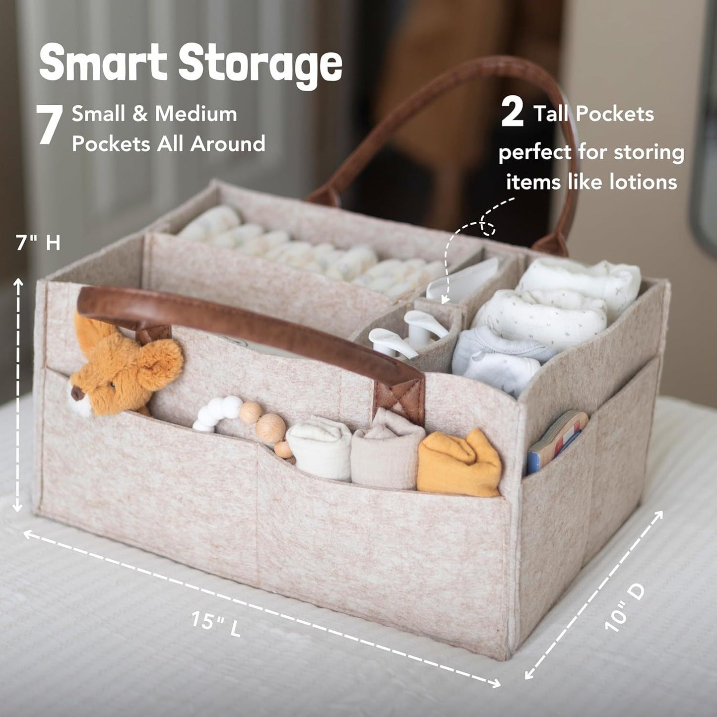 Diaper Bag: Large Pocket Felt Storage Caddy