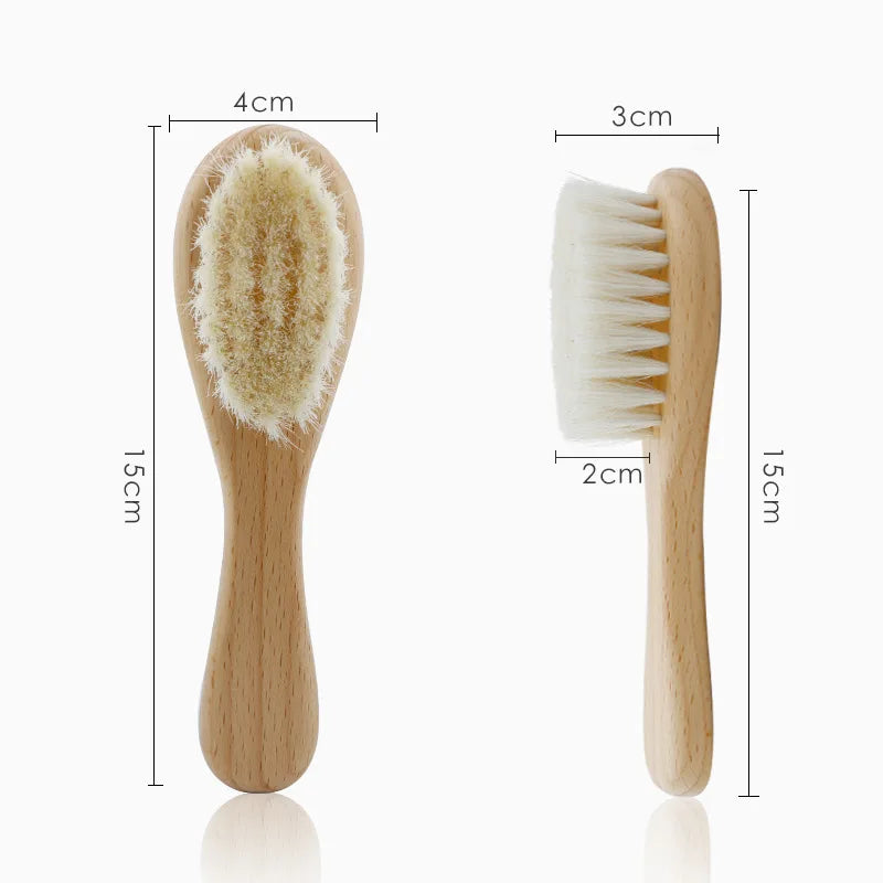 Soft Baby Wood Brush Set Newborn Baby Stuff Natural Wool Comb Infant Hair Brush Head Massager Portable Kid Baby Bath Accessories