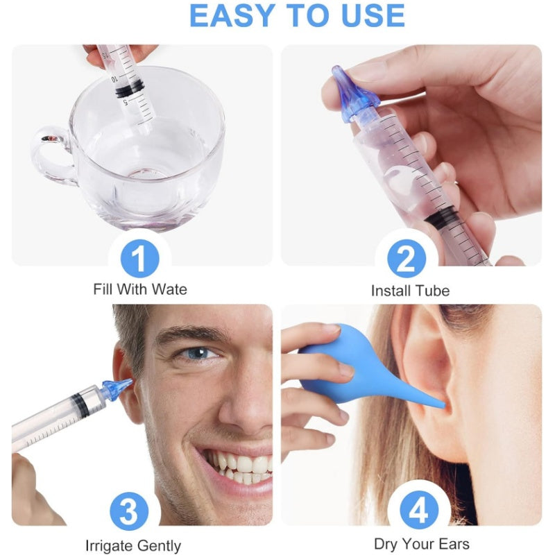 Ear Wax Cleaner Kit - Silicone Tip Syringe for All Ages