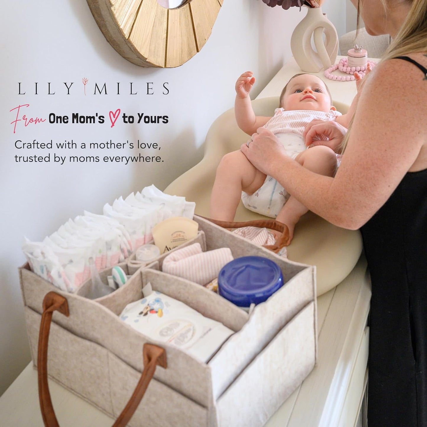 Diaper Bag: Large Pocket Felt Storage Caddy