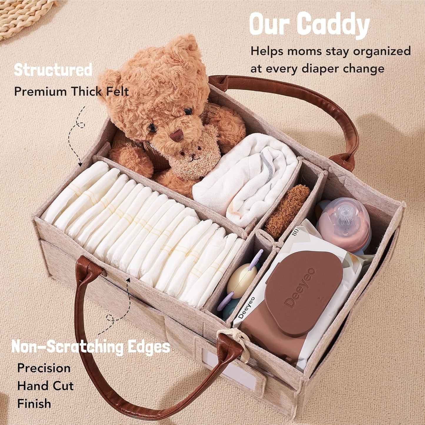 Diaper Bag: Large Pocket Felt Storage Caddy