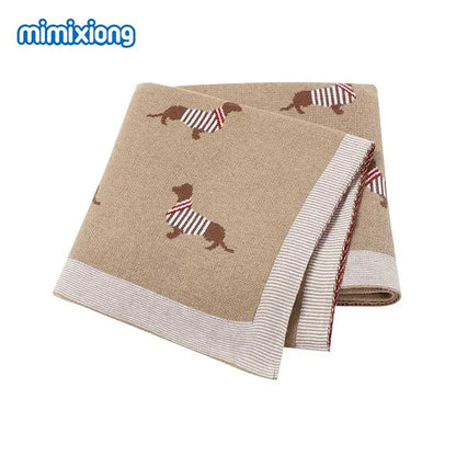 Baby Blankets Newborn Cartoon Swaddle Wrap Monthly Blankets 100%Cotton Knitted Toddler Infant Outdoor Playing Clip Mats 100*80cm