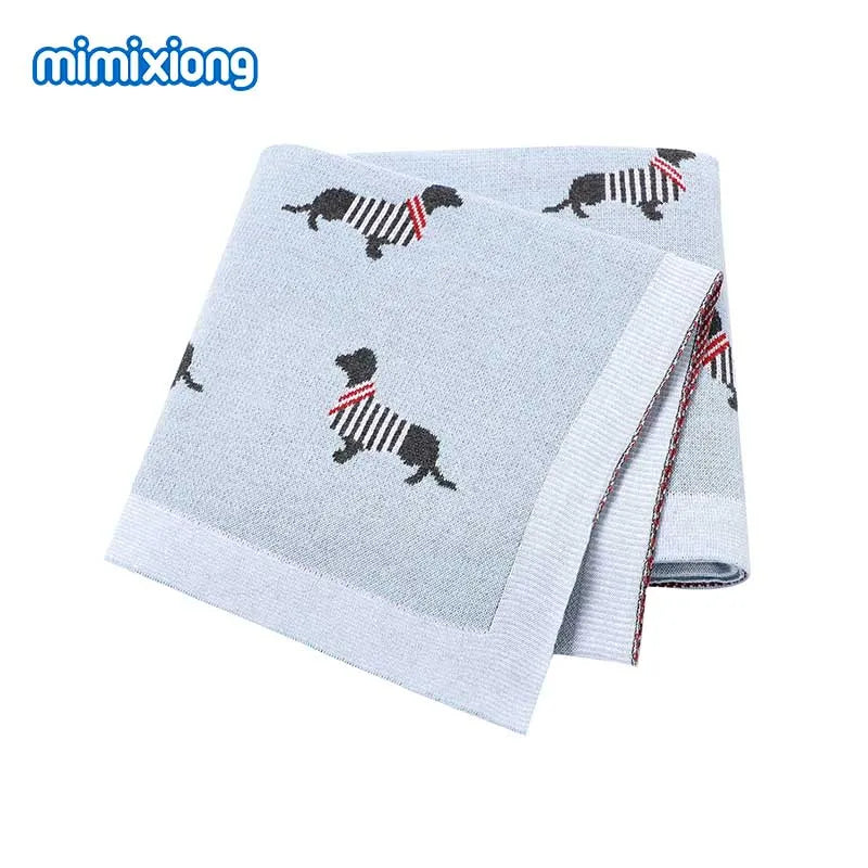 Baby Blankets Newborn Cartoon Swaddle Wrap Monthly Blankets 100%Cotton Knitted Toddler Infant Outdoor Playing Clip Mats 100*80cm