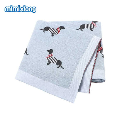 Baby Blankets Newborn Cartoon Swaddle Wrap Monthly Blankets 100%Cotton Knitted Toddler Infant Outdoor Playing Clip Mats 100*80cm