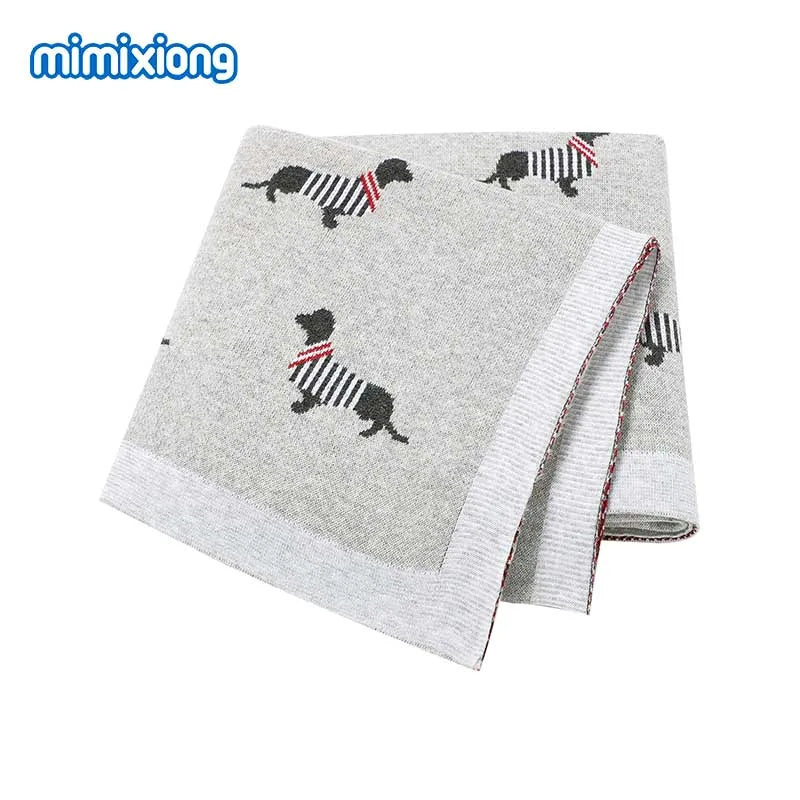 Baby Blankets Newborn Cartoon Swaddle Wrap Monthly Blankets 100%Cotton Knitted Toddler Infant Outdoor Playing Clip Mats 100*80cm