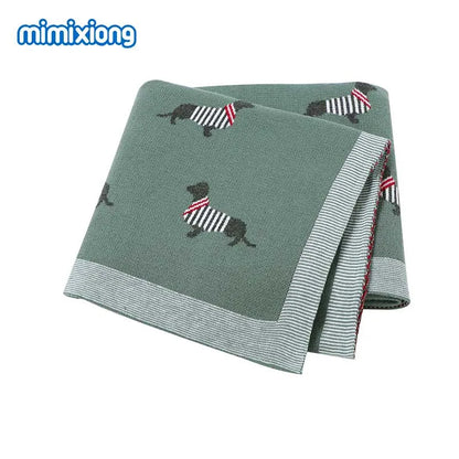 Baby Blankets Newborn Cartoon Swaddle Wrap Monthly Blankets 100%Cotton Knitted Toddler Infant Outdoor Playing Clip Mats 100*80cm