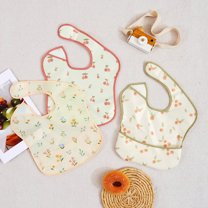 Waterproof Baby Bibs 3-Pack: Mess-Proof & Reversible Pocket