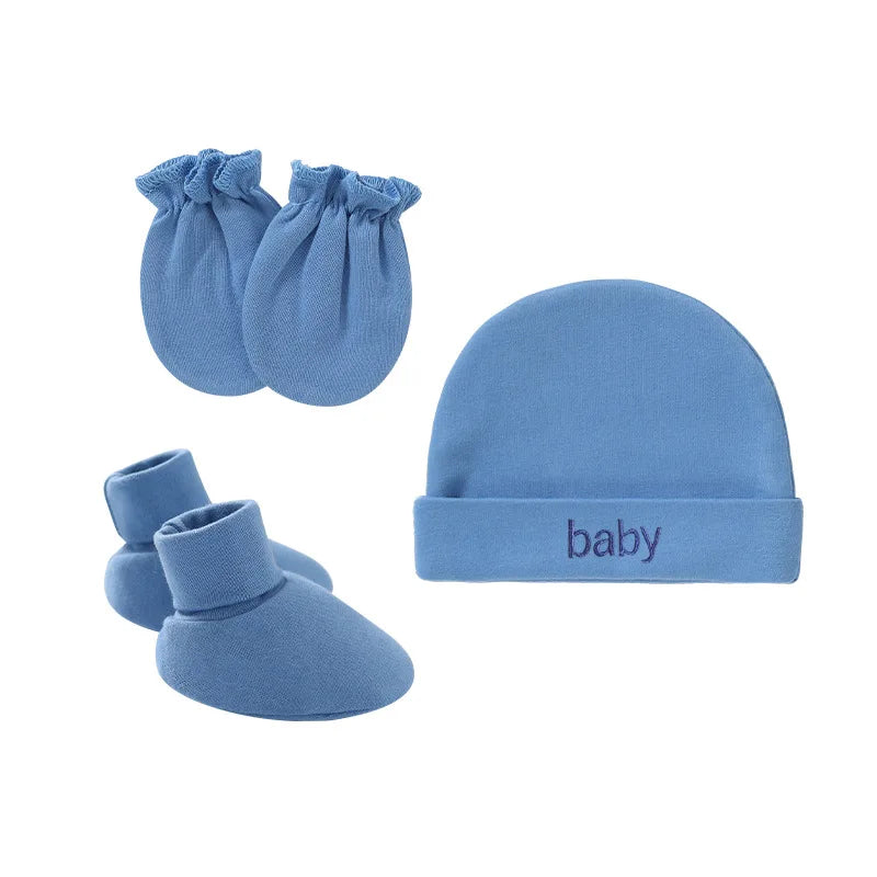 Baby Mittens: Newborn Cotton Hats Mittens Socks Set - Unisex 0-12 Months