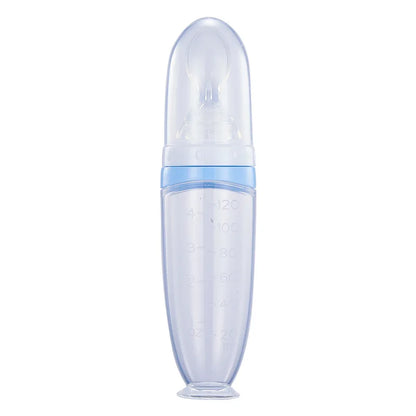 1PCS 120ml Liquid Silicone Feeder, Rice Paste Squeeze Feeding Baby Bottle With Dispensing Spoon