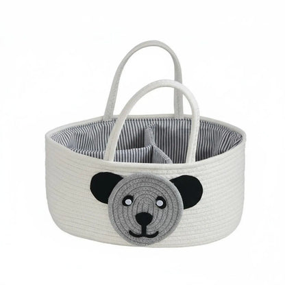 Cotton Rope Diaper Caddy - Foldable Baby Organizer Tote