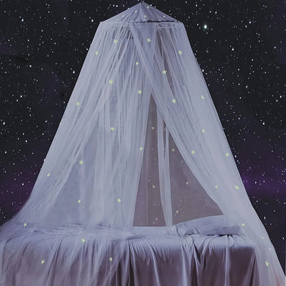 Luminous Dome Mosquito Net Kids Bed Mantle Foldable DIY Stars Sticking Baby Crib Netting Hanging Princess Mosquito Net Bedding