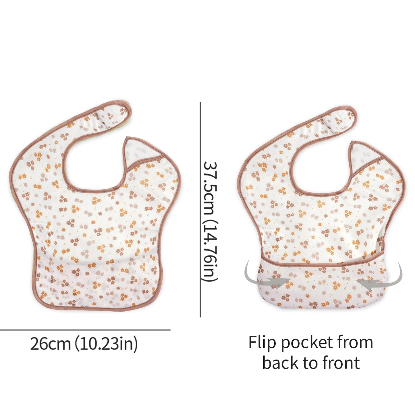 3 Pack Mess Proof Baby Bib with Reversible Pocket, Waterproof Led Weaning Baby Feeding Bibs with Food Catcher