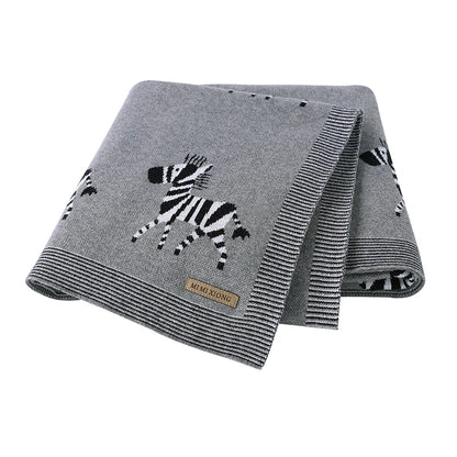 Baby Blankets Newborn Cartoon Swaddle Wrap Monthly Blankets 100%Cotton Knitted Toddler Infant Outdoor Playing Clip Mats 100*80cm