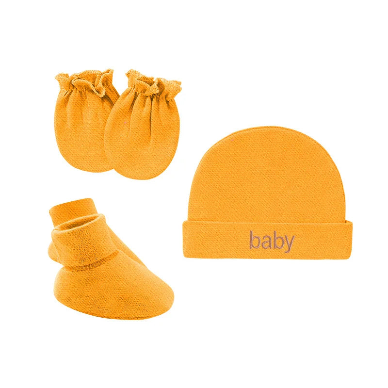Baby Mittens: Newborn Cotton Hats Mittens Socks Set - Unisex 0-12 Months