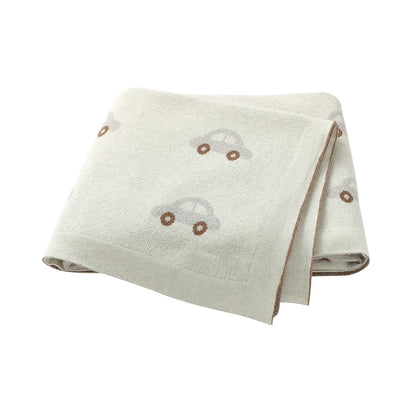 Baby Blankets Newborn Cartoon Swaddle Wrap Monthly Blankets 100%Cotton Knitted Toddler Infant Outdoor Playing Clip Mats 100*80cm