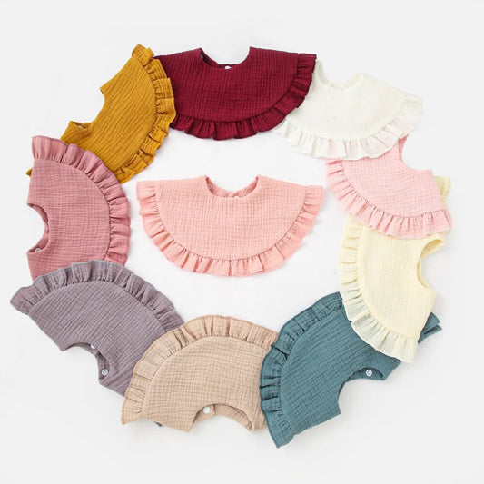 Baby Burp Cloths Lace Bibs - Soft Cotton Adjustable 2pcs