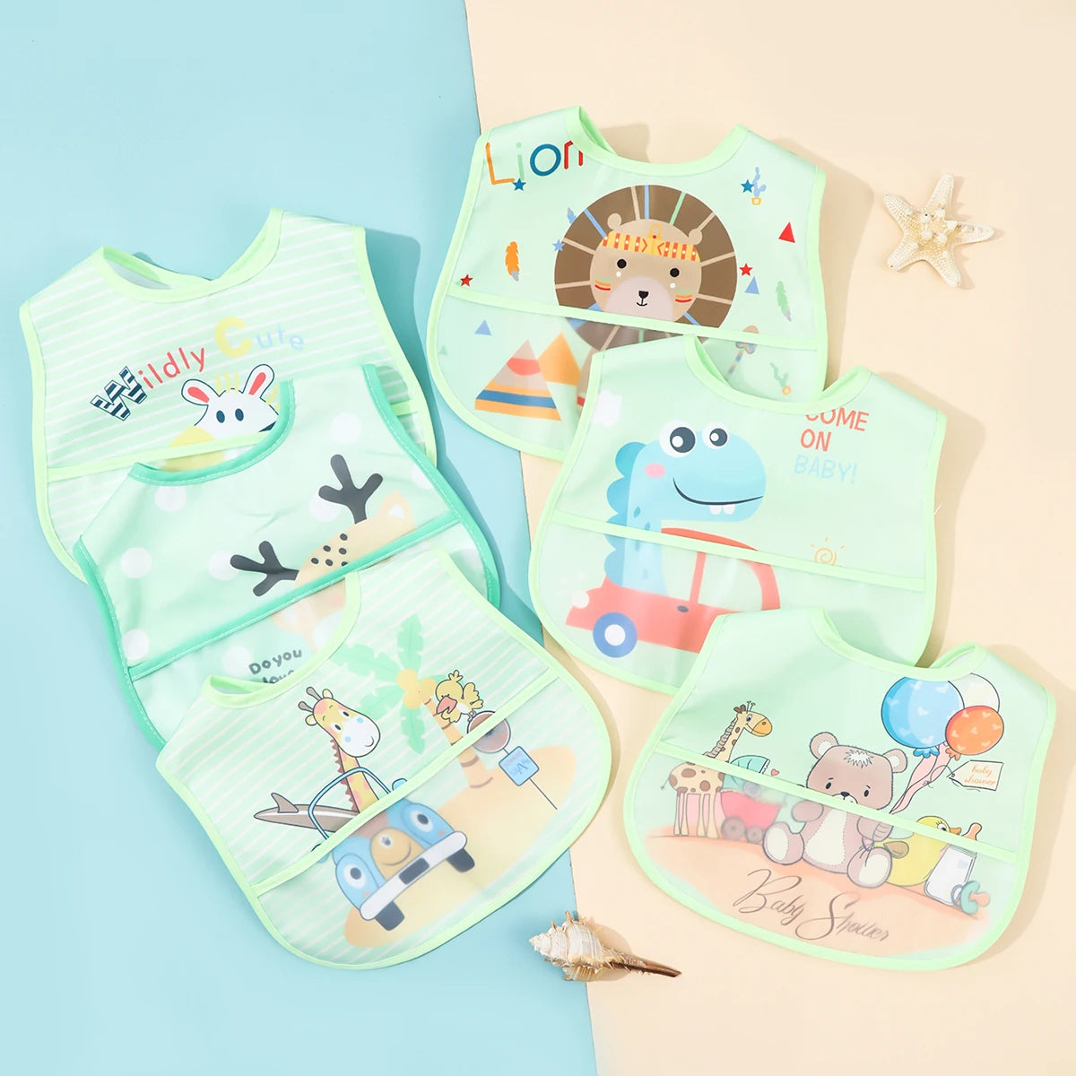 Baby Bibs: Cartoon Bibs Waterproof Bandanas for Newborns
