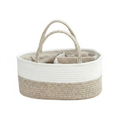 Cotton Rope Diaper Caddy - Foldable Baby Organizer Tote
