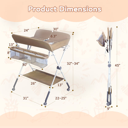 Portable Baby Changing Table with Wheels & Waterproof Design