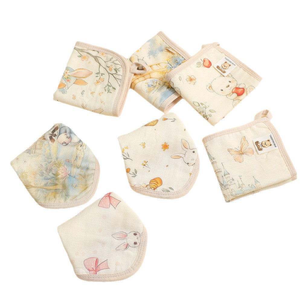 Soft Muslin Baby Bibs - 6 Layer Cotton Towel & Handkerchief