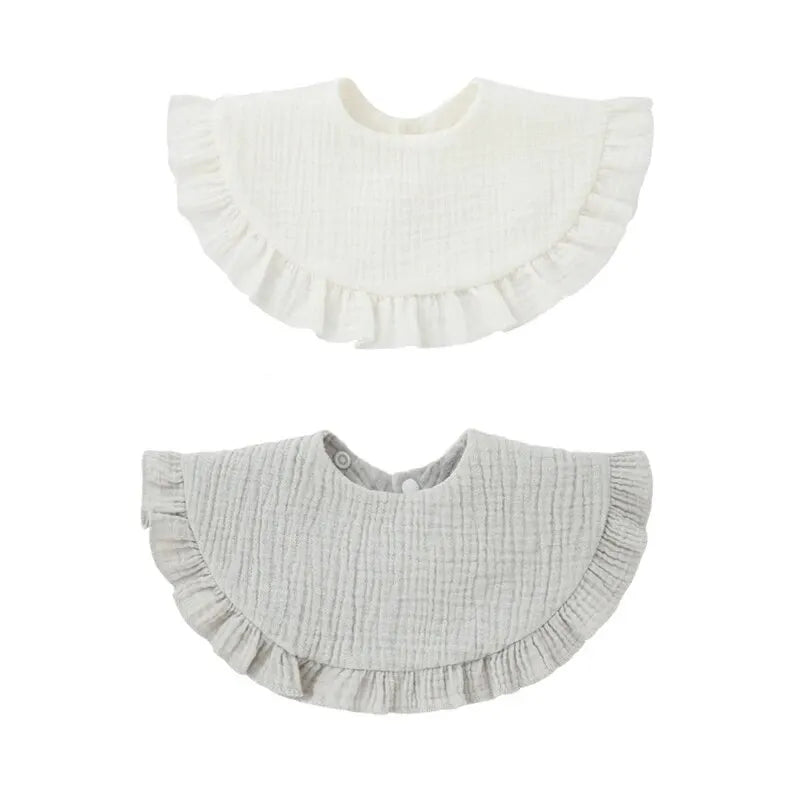 Baby Burp Cloths Lace Bibs - Soft Cotton Adjustable 2pcs