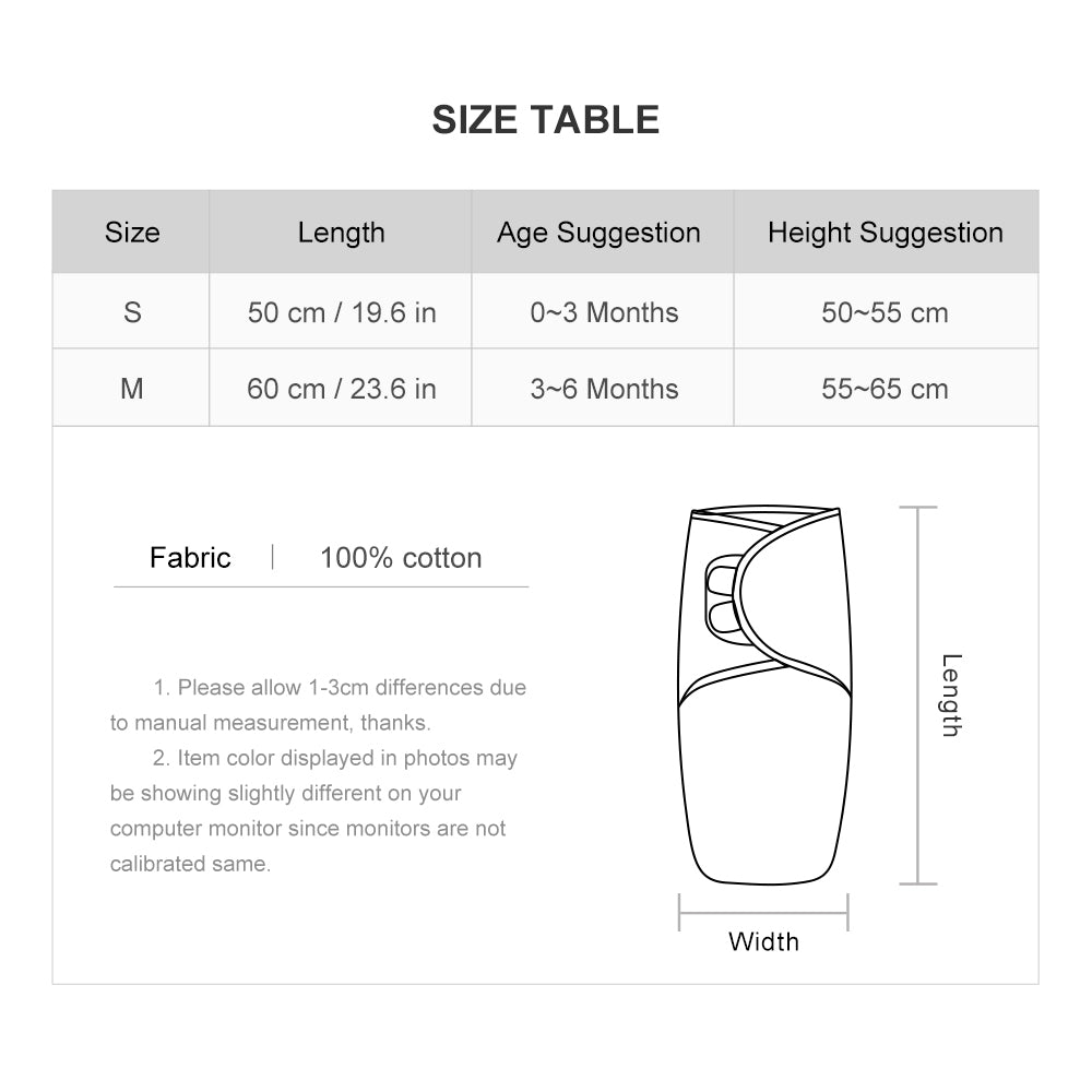 Newborn Swaddle: Cotton Baby Sleeping Bag 0-6M - Soft, Breathable, Anti-Startle