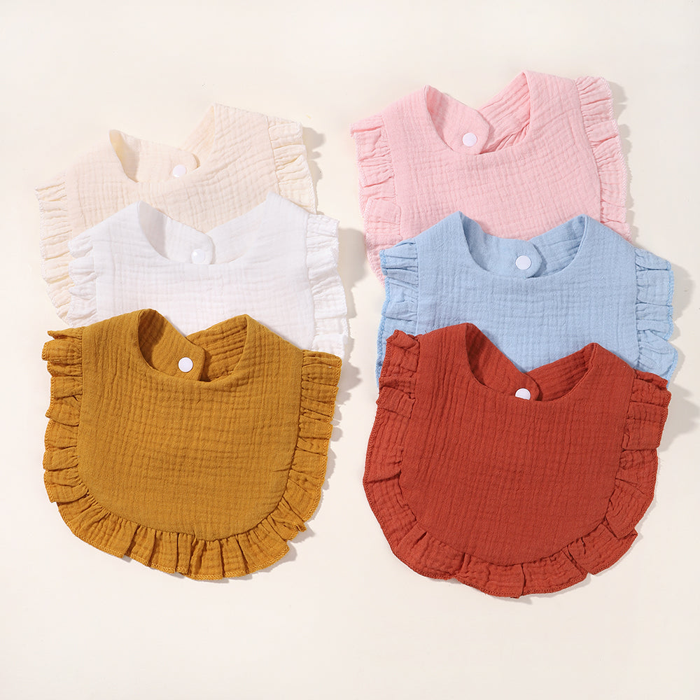 Baby Feeding Bibs - Linen Ruffle Bandana for Newborns