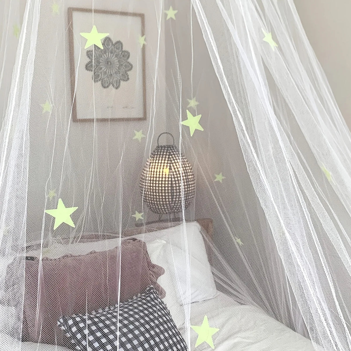 Luminous Dome Mosquito Net Kids Bed Mantle Foldable DIY Stars Sticking Baby Crib Netting Hanging Princess Mosquito Net Bedding