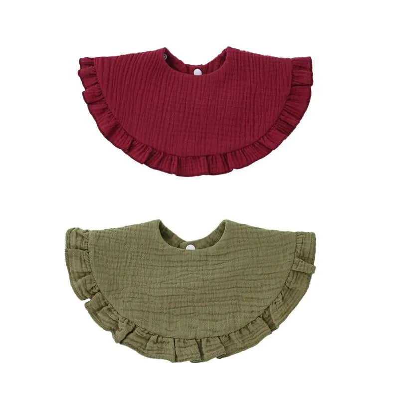 Baby Burp Cloths Lace Bibs - Soft Cotton Adjustable 2pcs