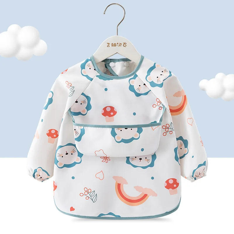 Bib: Waterproof Toddler Bib with Sleeves & Pocket