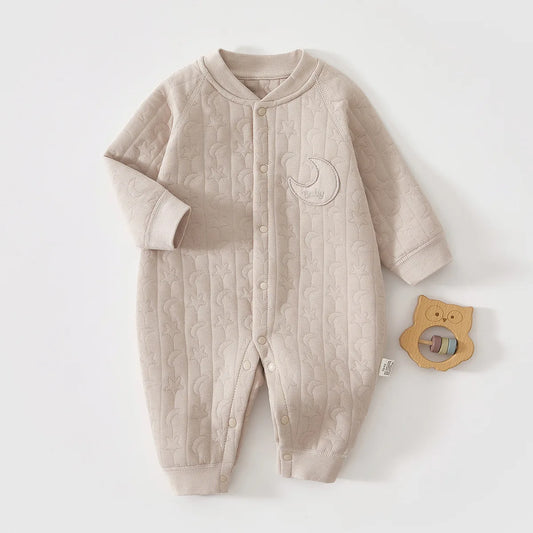 AYNIGIELL Baby Jumpsuit Autumn and Winter Pure Cotton Warm Newborn Inner Clothes for Boys and Girls Baby Pajamas 0-18 Moths