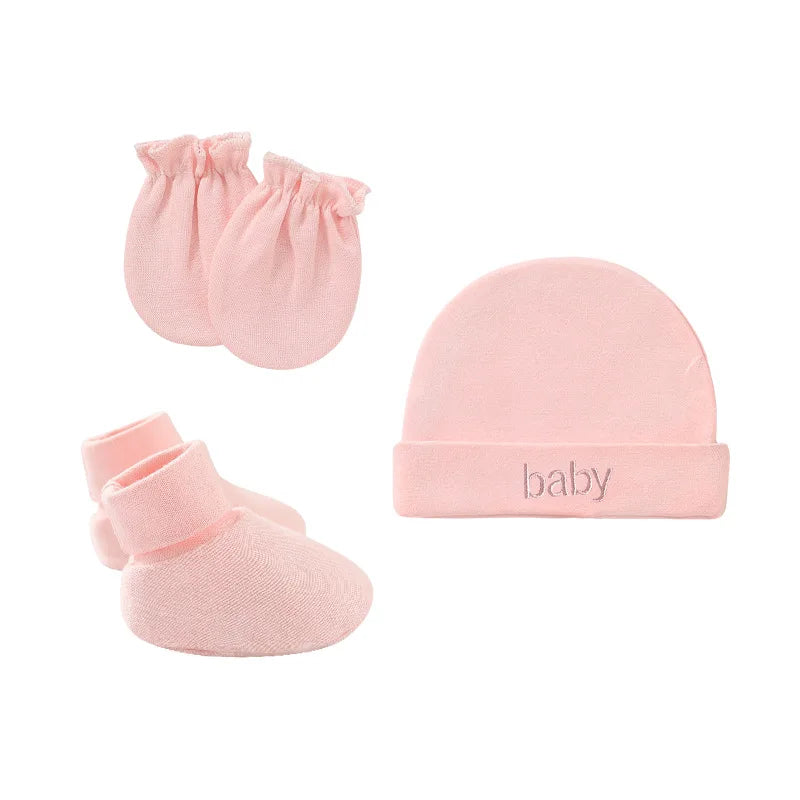 Baby Mittens: Newborn Cotton Hats Mittens Socks Set - Unisex 0-12 Months