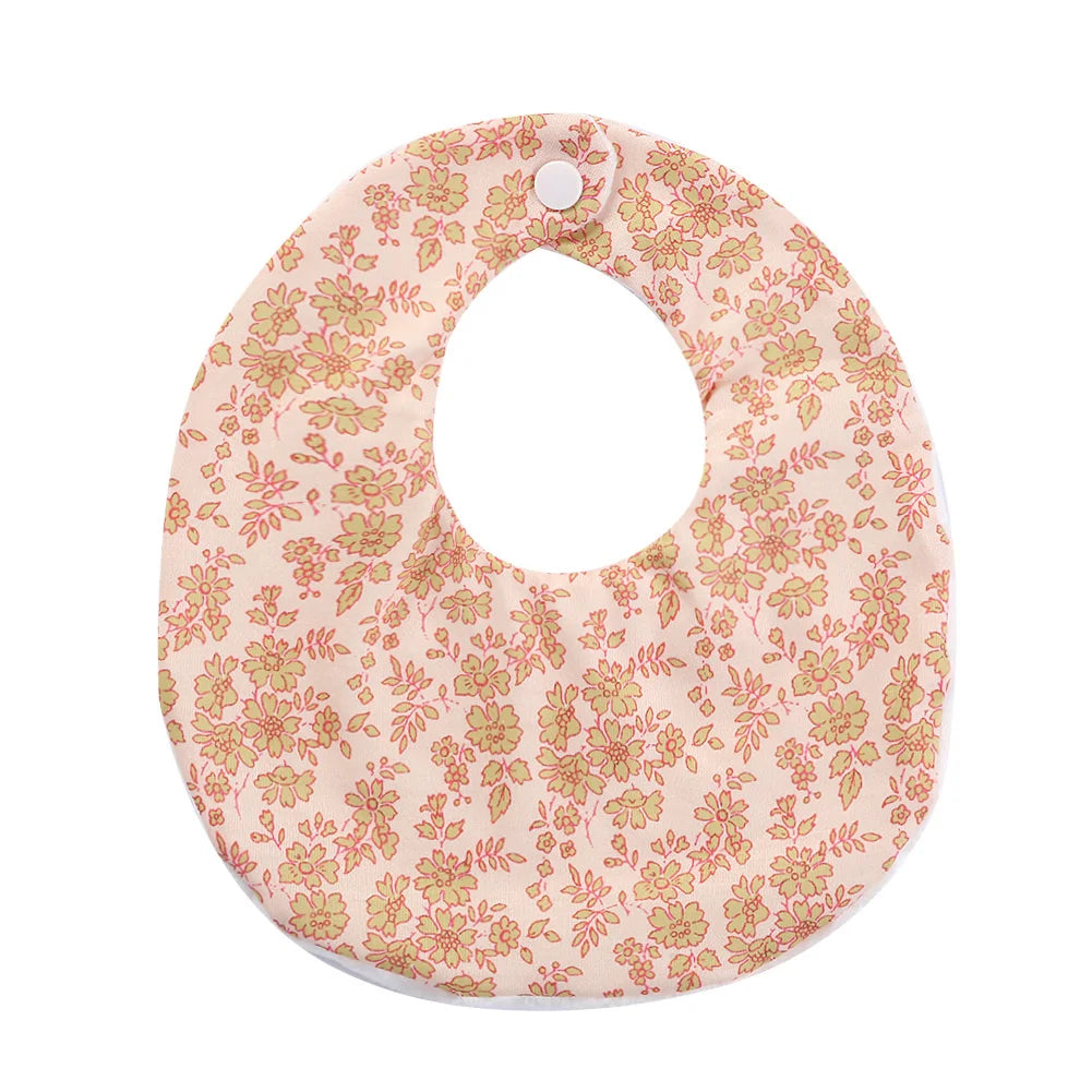 Flower Print Baby Bib Stuff Cotton Adjustable Snap Bandana Scarf for Kids Newborn Boys Girls Feeding Saliva Towel Burp Cloth