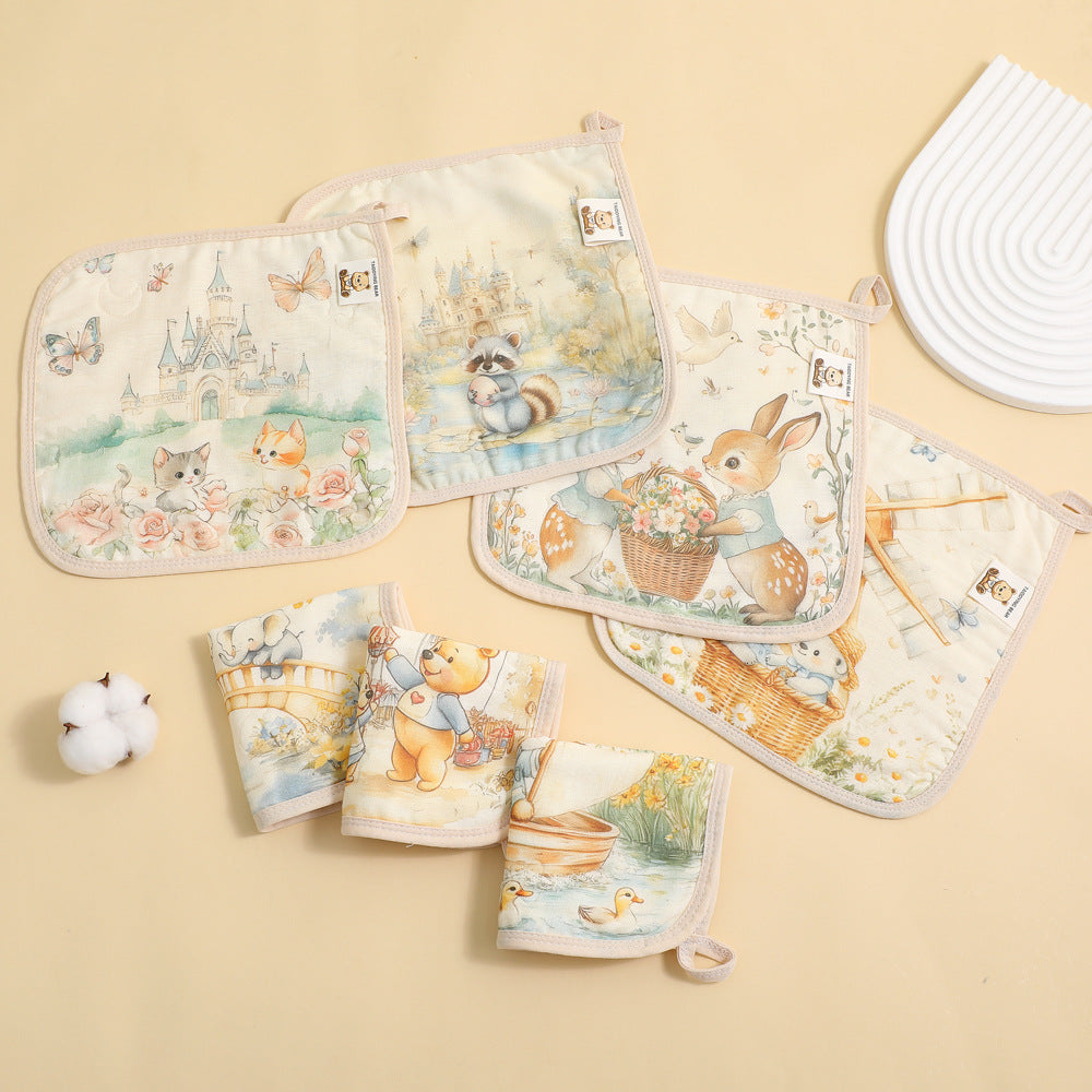 Soft Muslin Baby Bibs - 6 Layer Cotton Towel & Handkerchief