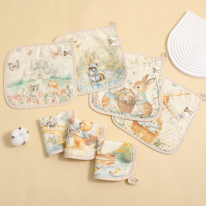 Soft Muslin Baby Bibs - 6 Layer Cotton Towel & Handkerchief