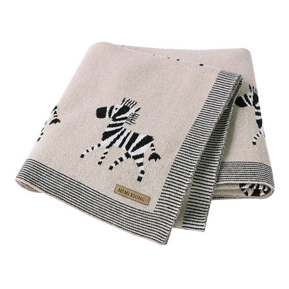 Baby Blankets Newborn Cartoon Swaddle Wrap Monthly Blankets 100%Cotton Knitted Toddler Infant Outdoor Playing Clip Mats 100*80cm