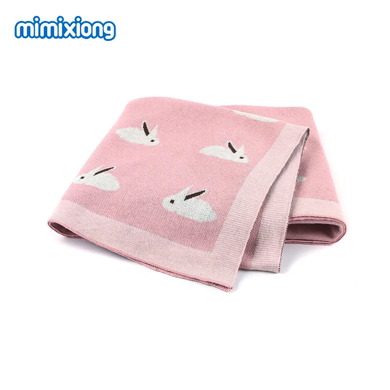 Baby Blankets Newborn Cartoon Swaddle Wrap Monthly Blankets 100%Cotton Knitted Toddler Infant Outdoor Playing Clip Mats 100*80cm