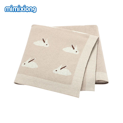 Baby Blankets Newborn Cartoon Swaddle Wrap Monthly Blankets 100%Cotton Knitted Toddler Infant Outdoor Playing Clip Mats 100*80cm
