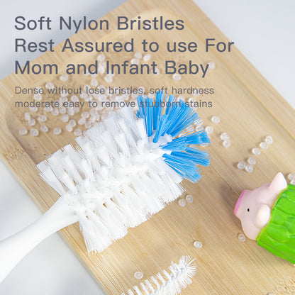 Nylon Baby Bottle & Cup Cleaning Brush Set with Suction Stand