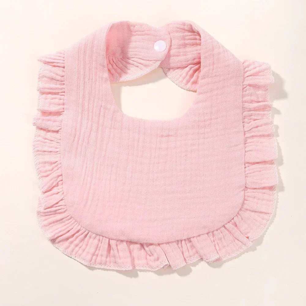 Baby Feeding Bibs - Linen Ruffle Bandana for Newborns