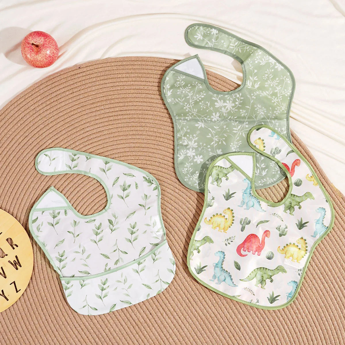 Waterproof Baby Bibs 3-Pack: Mess-Proof & Reversible Pocket
