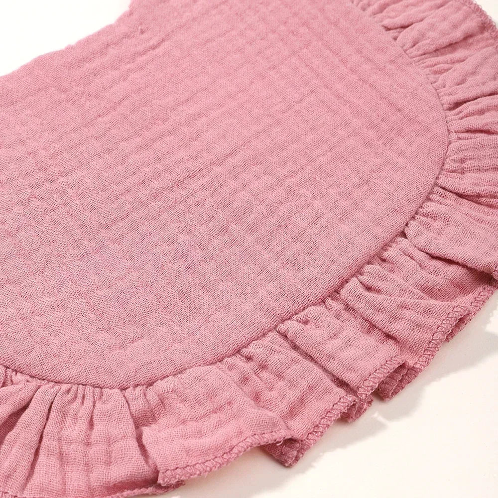 Baby Feeding Bibs - Linen Ruffle Bandana for Newborns