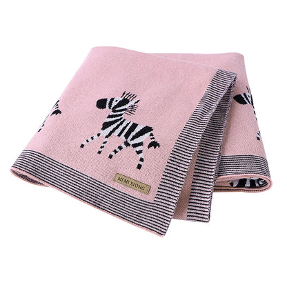 Baby Blankets Newborn Cartoon Swaddle Wrap Monthly Blankets 100%Cotton Knitted Toddler Infant Outdoor Playing Clip Mats 100*80cm