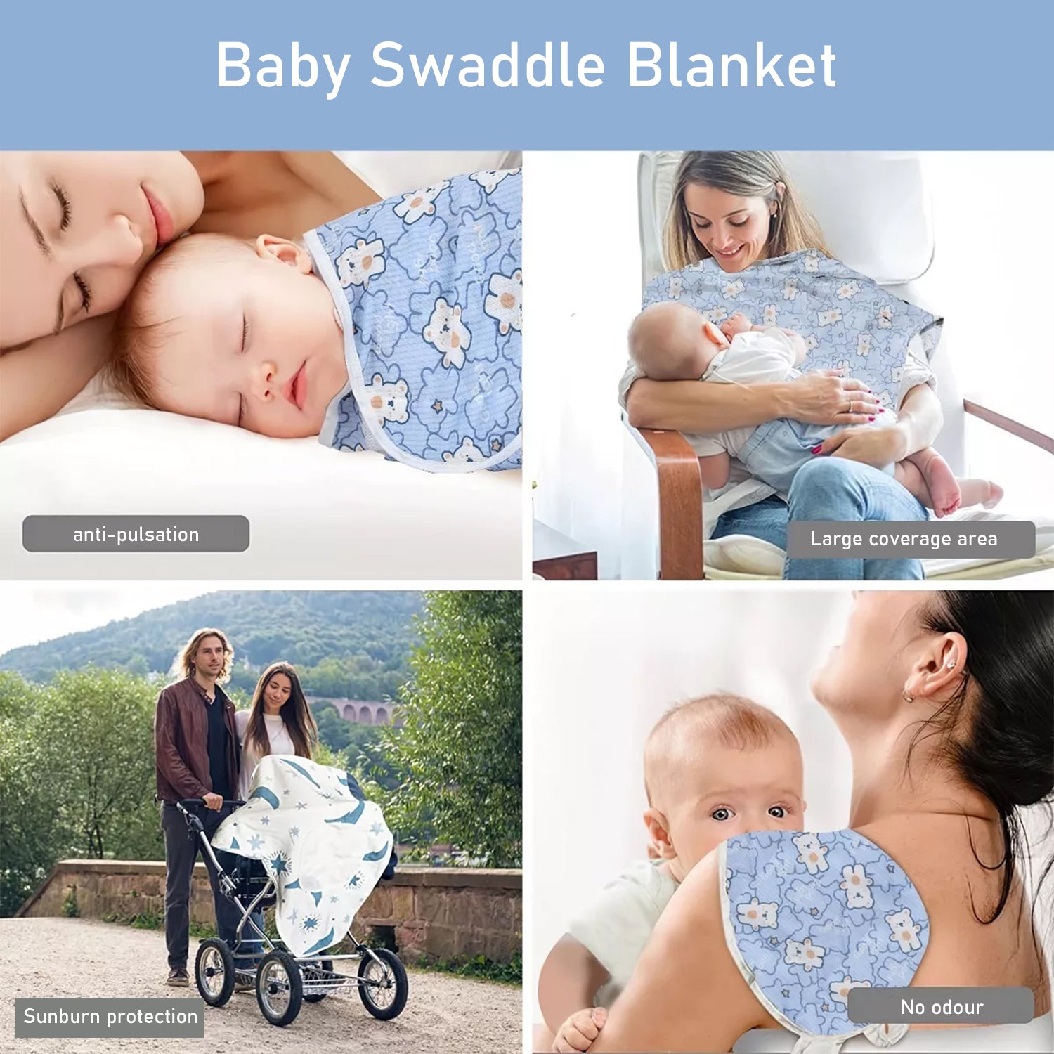 Swaddle Blanket: Baby Swaddle Set - Cotton Cartoon Blanket & Hat 0-6 Months