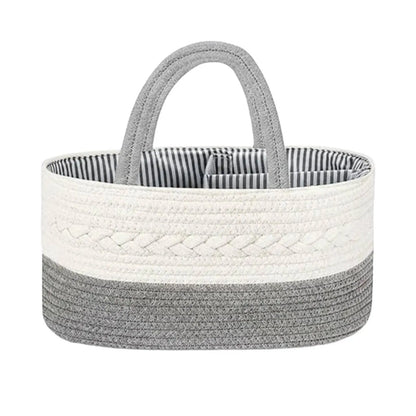Cotton Rope Diaper Caddy - Foldable Baby Organizer Tote