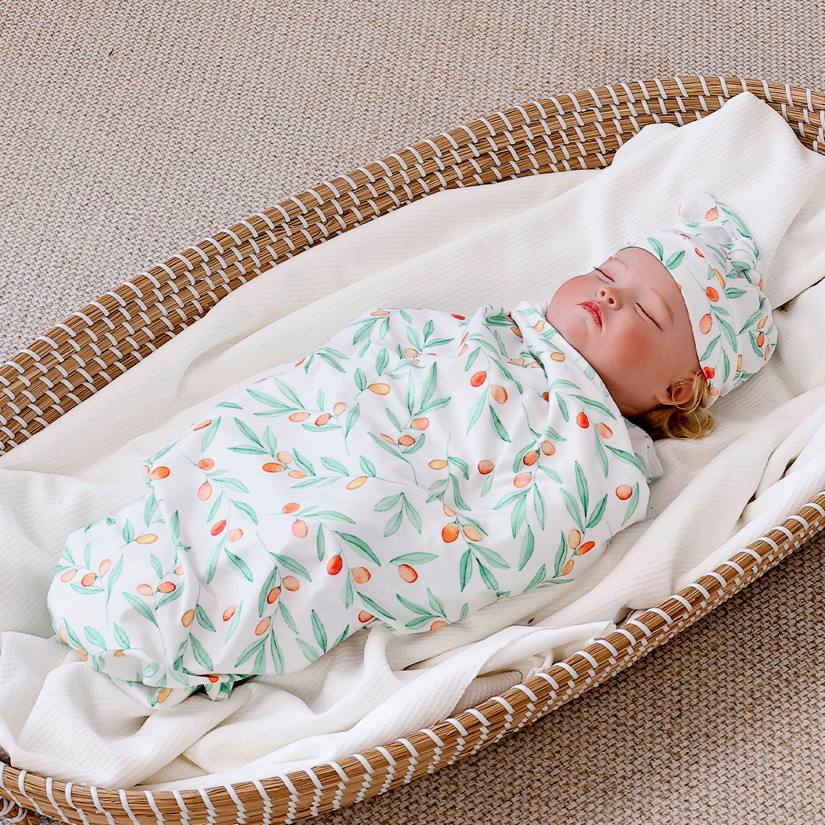 Polyester Baby Swaddle Set: Blanket, Hat & Towel - 3Pcs