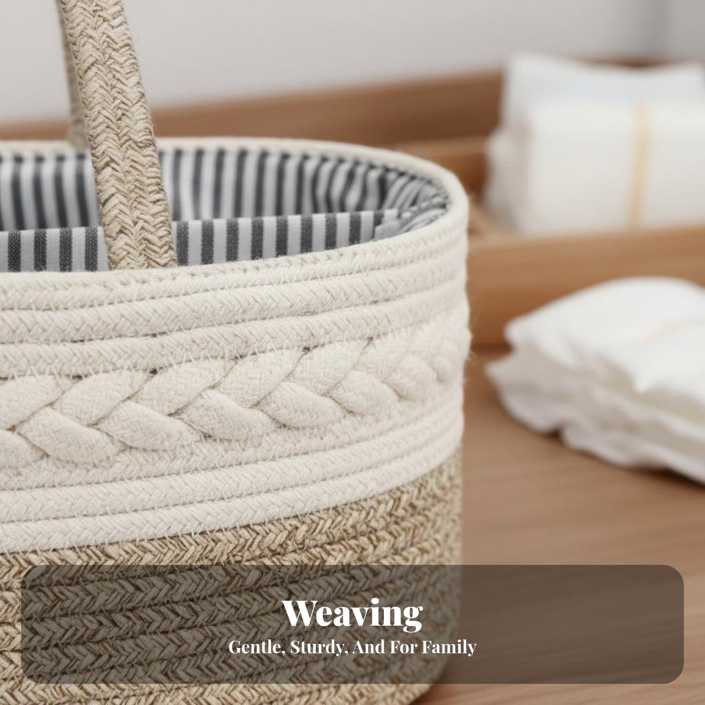 Cotton Rope Diaper Caddy - Foldable Baby Organizer Tote
