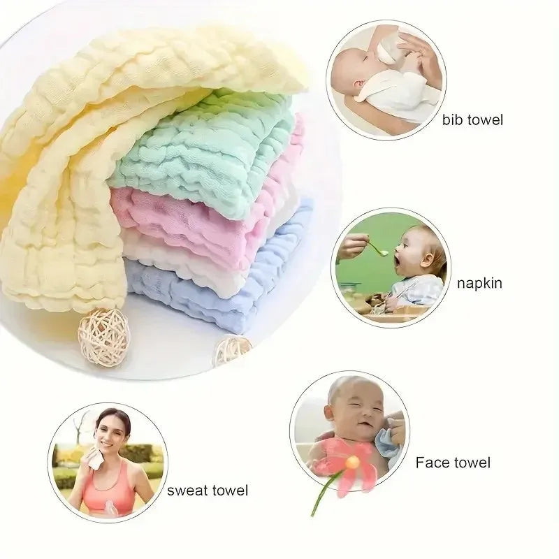 1/3/5Pcs Baby Gauze Square Towel Drool Cloth Children's Towel Six-layer Pure Cotton Washcloth Face Cloth