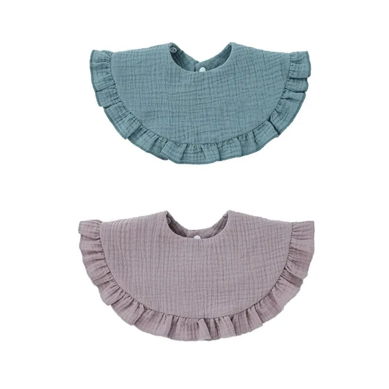 Baby Burp Cloths Lace Bibs - Soft Cotton Adjustable 2pcs