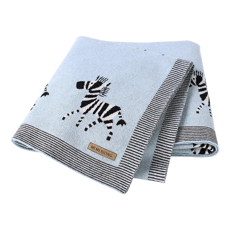 Baby Blankets Newborn Cartoon Swaddle Wrap Monthly Blankets 100%Cotton Knitted Toddler Infant Outdoor Playing Clip Mats 100*80cm